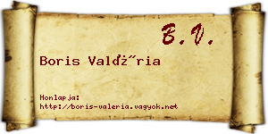 Boris Valéria névjegykártya